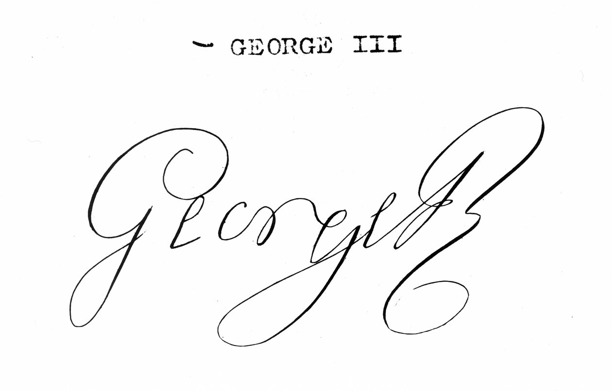 Signatur av kong George III (1738-1820) av English School