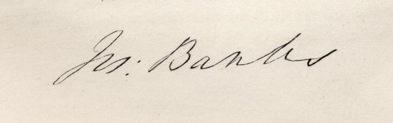 Signatur av Sir Joseph Banks (1743-1820) Baronet of Banks av English School