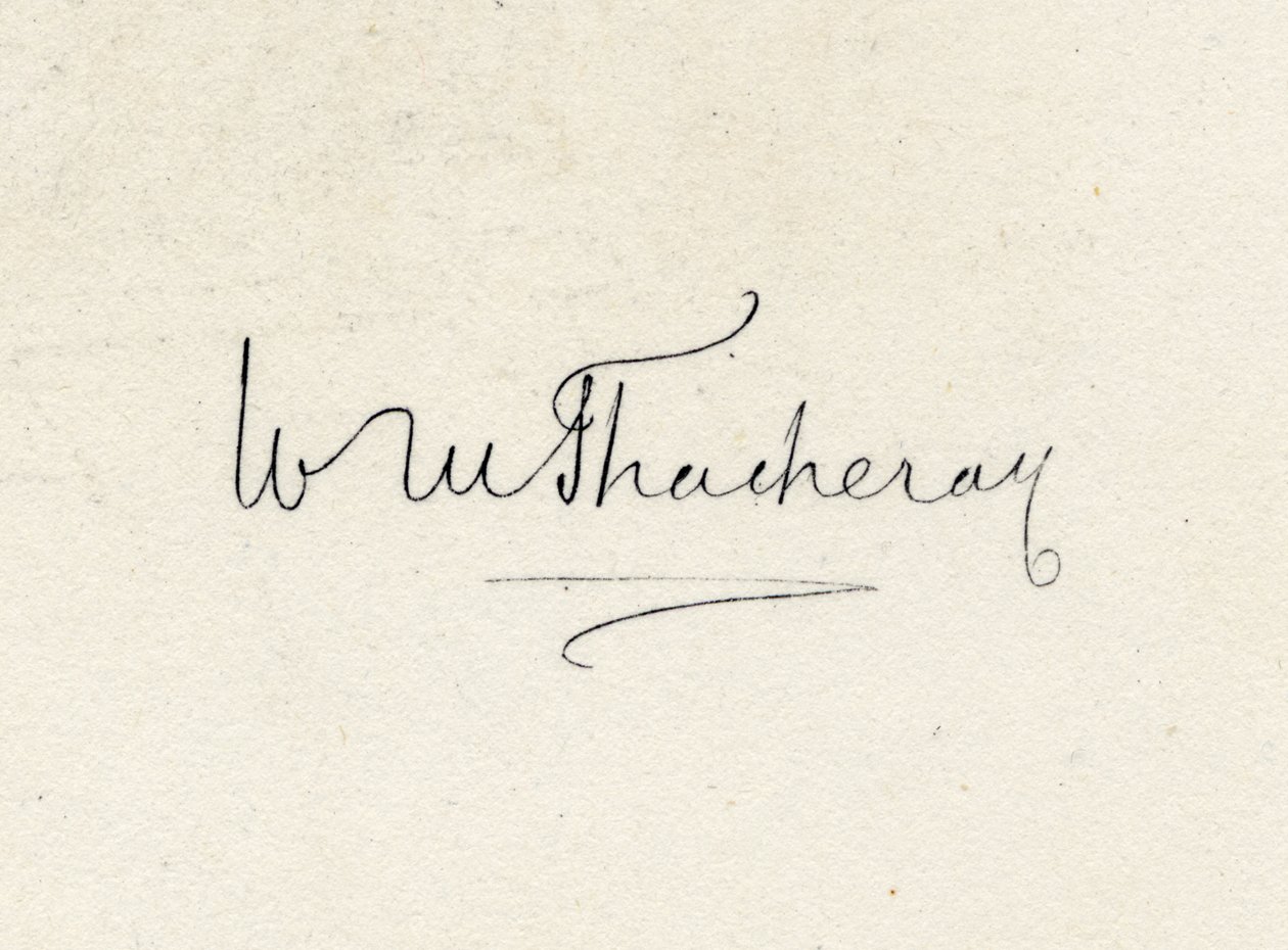 Signatur av William Makepeace Thackeray (1811-63) av English School