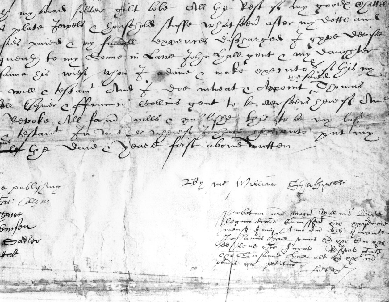 Signatur av William Shakespeare (1564-1616), 1616 (blekk på papir) av English School