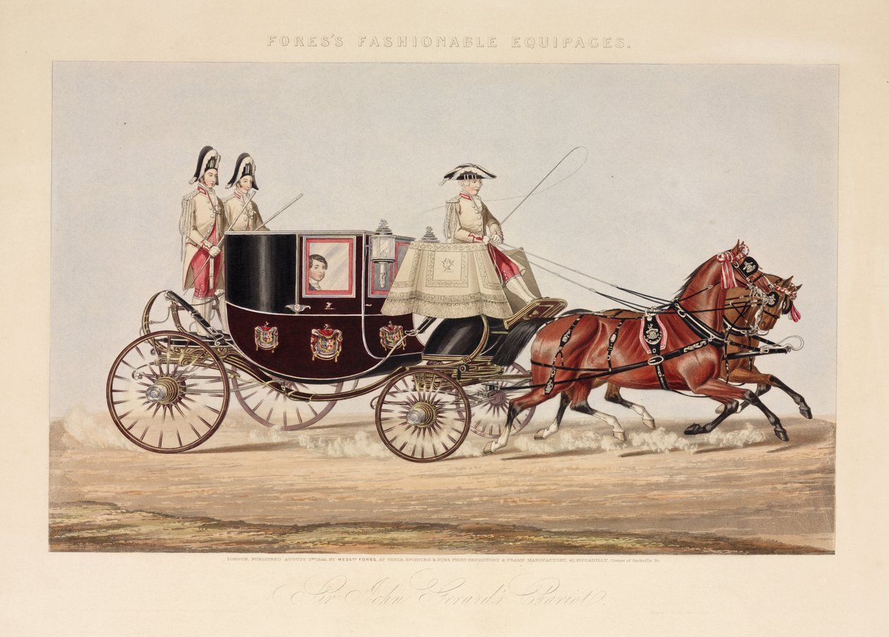 Sir John Gerards Chariot, fra Fores Fashionable Equipages, utgitt i London, 1844 av English School