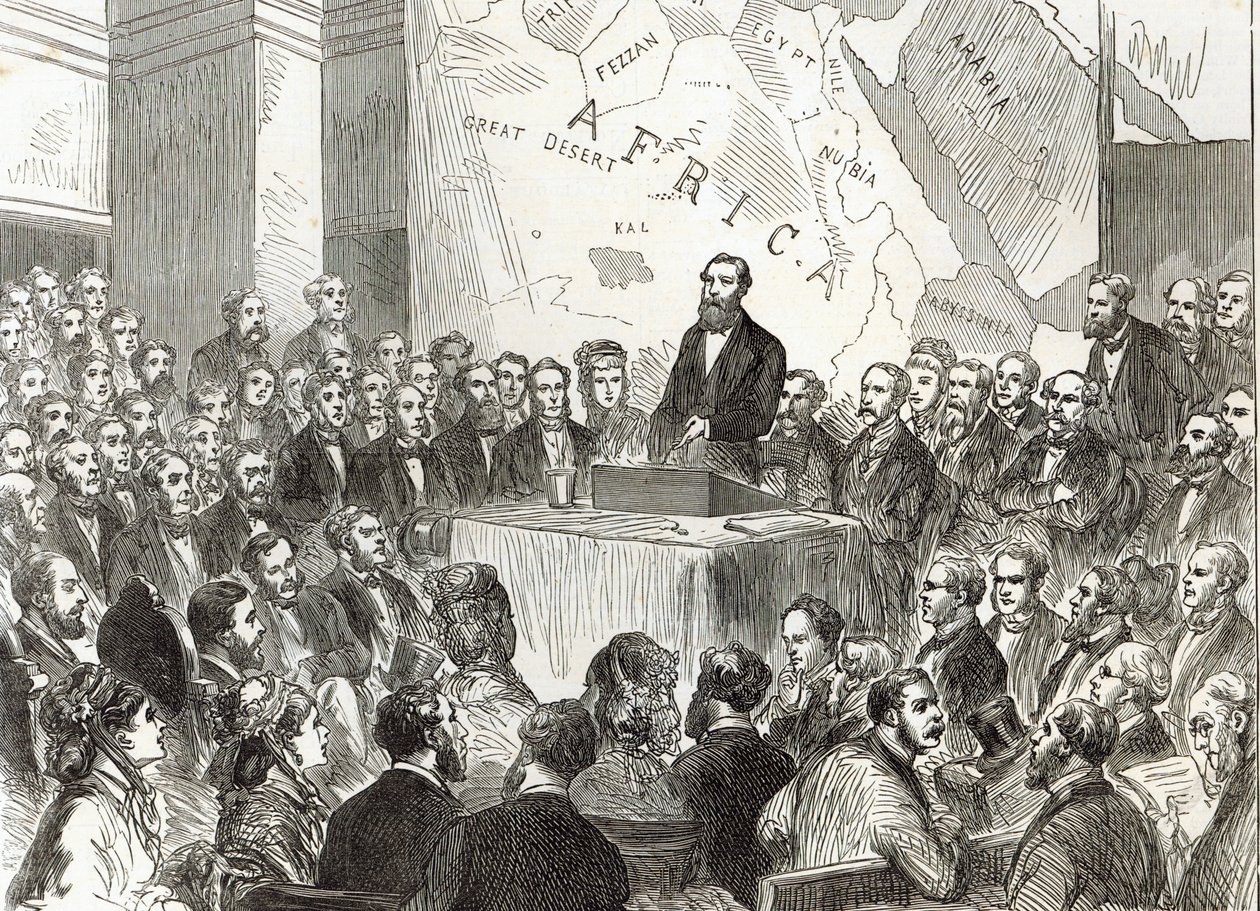 Sir Samuel Baker på møtet i Royal Geographical Society, fra 