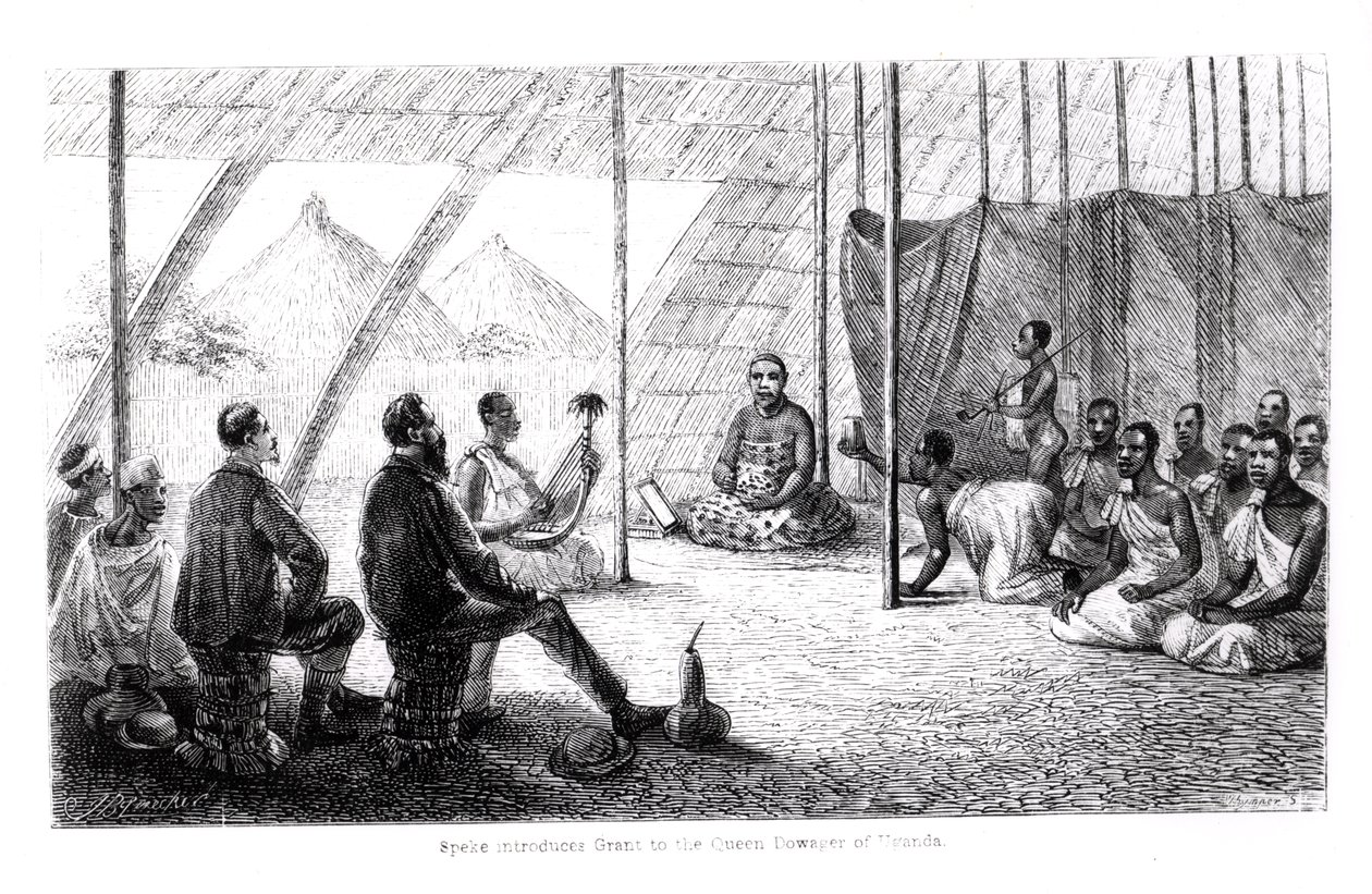 Speke (1827-64) introduserer Grant (1827-92) til enkedronningen av Uganda av English School