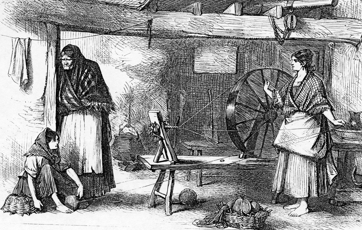 Spinning Net Thread in the Claddagh, Galway, illustrasjon fra 