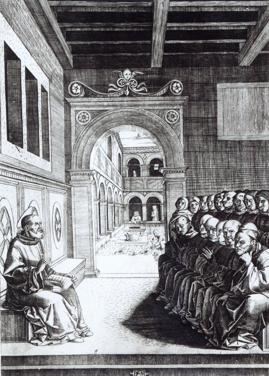 St. Benedikt forkynner i klosteret av English School