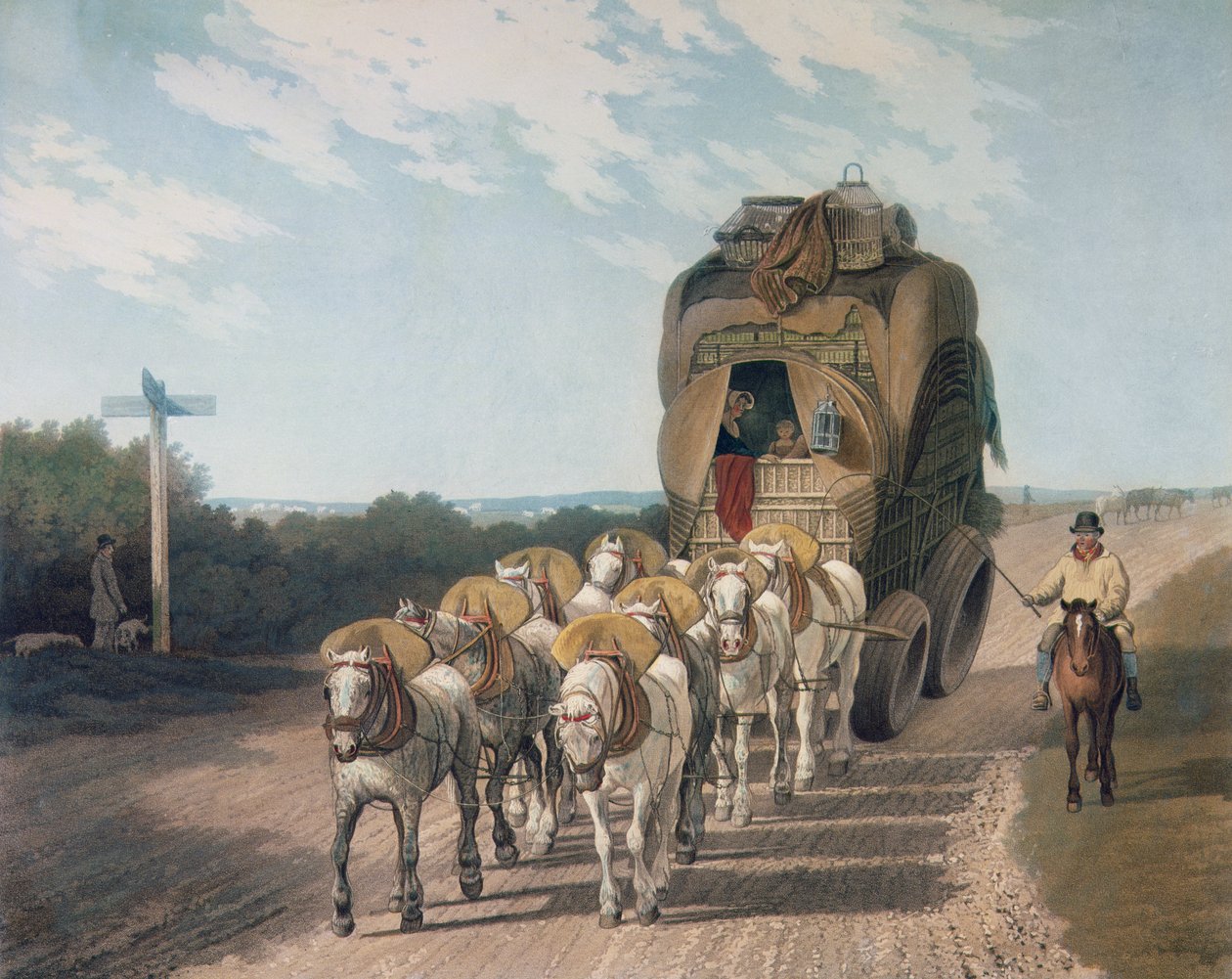 Stage Waggon, gravert av J. Baily, pub. av J. Watson, 1820 av English School