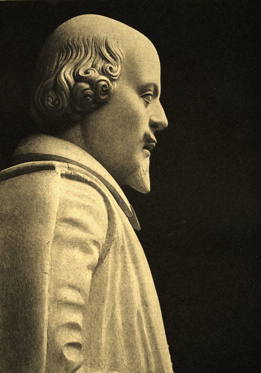 Statue av William Shakespeare (1564-1616) (detalj) av English School