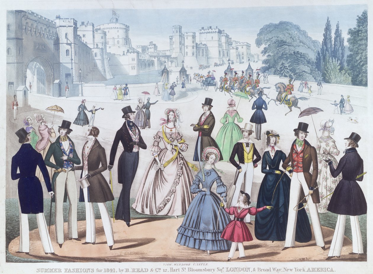 Sommermoter for 1841: Utenfor Windsor Castle (akvatint) av English School