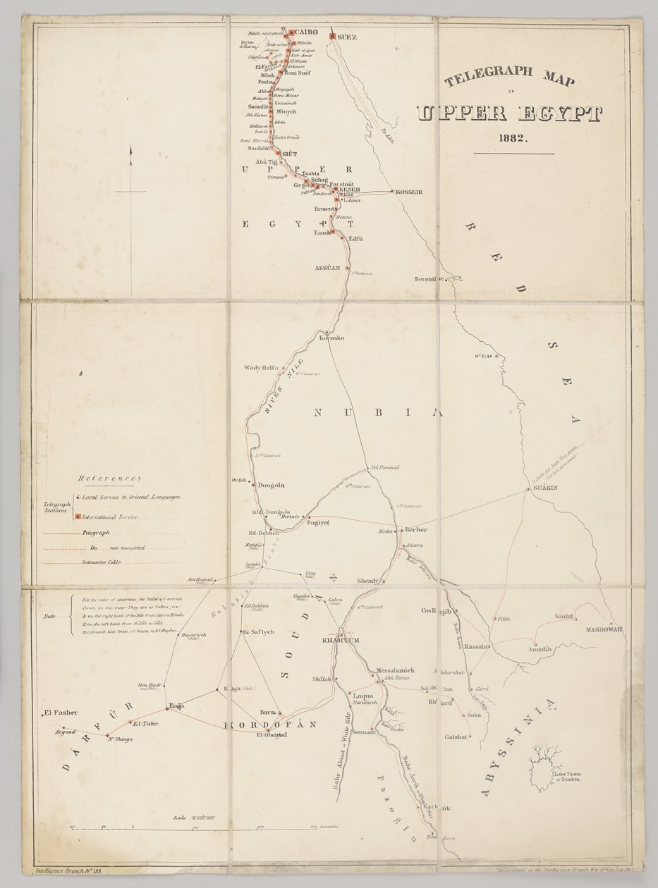 Telegrafkart over Øvre Egypt 1882 av English School