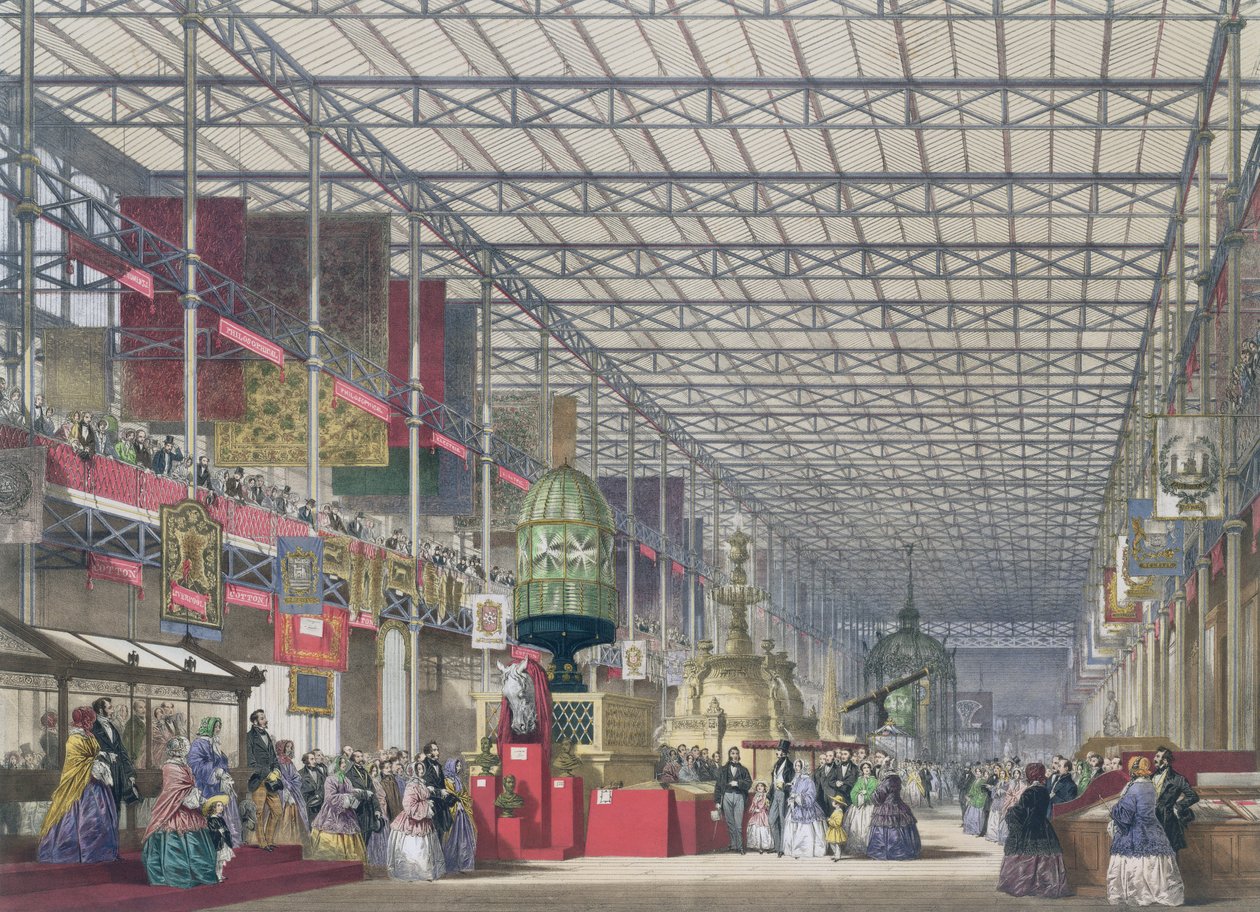 The British Nave of the Great Exhibition, 1851 (farget lito) av English School