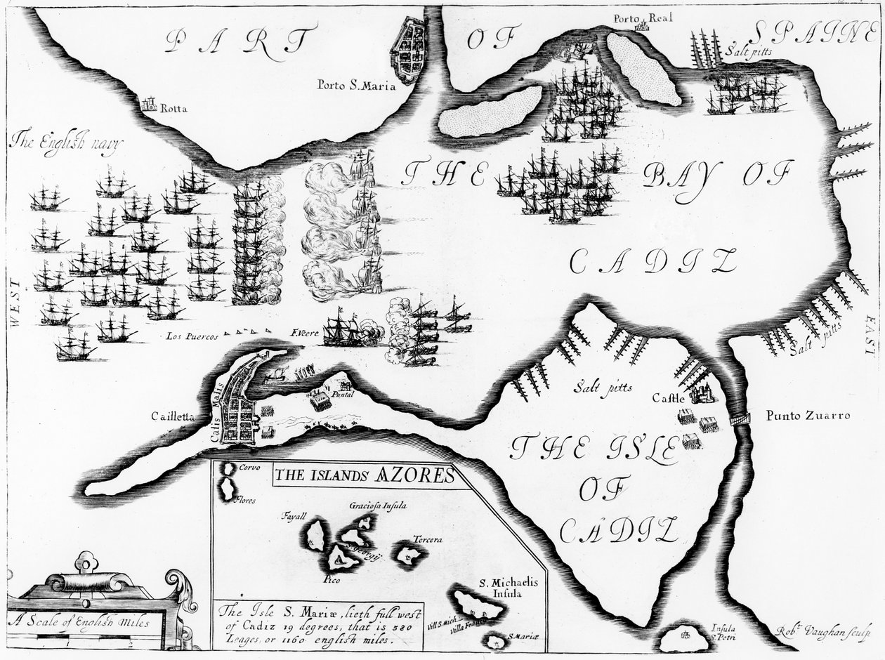 Erobringen av Cádiz i 1596 av English School