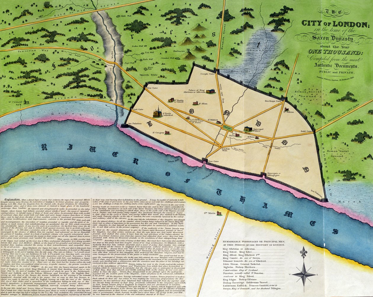 The City of London in the Time of the Saxon Dynasty, om året ett tusen, pub. av William Darton, London av English School