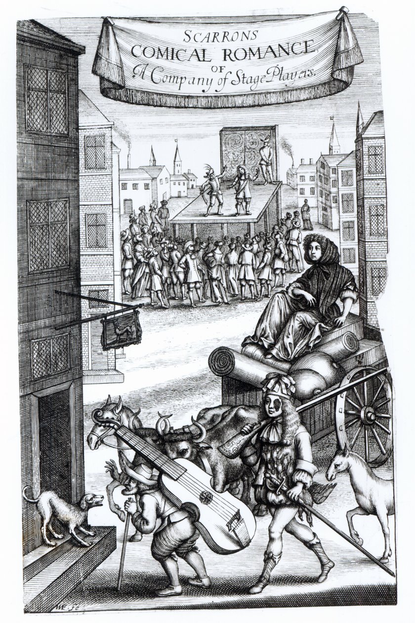 'The Comical Romance' av Paul Scarron (1610-60) av English School