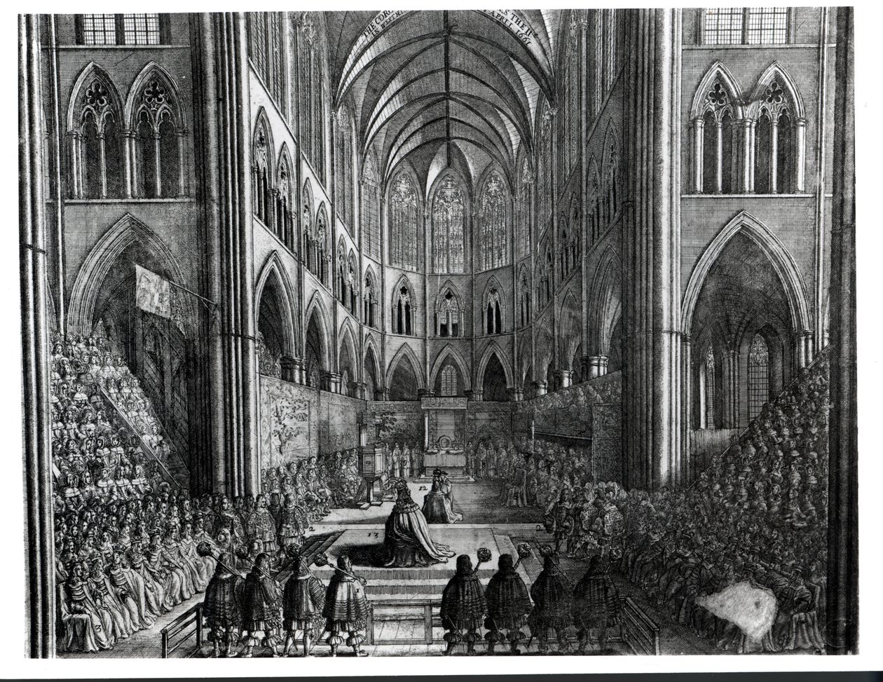 Kroningen av Charles II i Westminster Abbey, 23. april 1661 av English School
