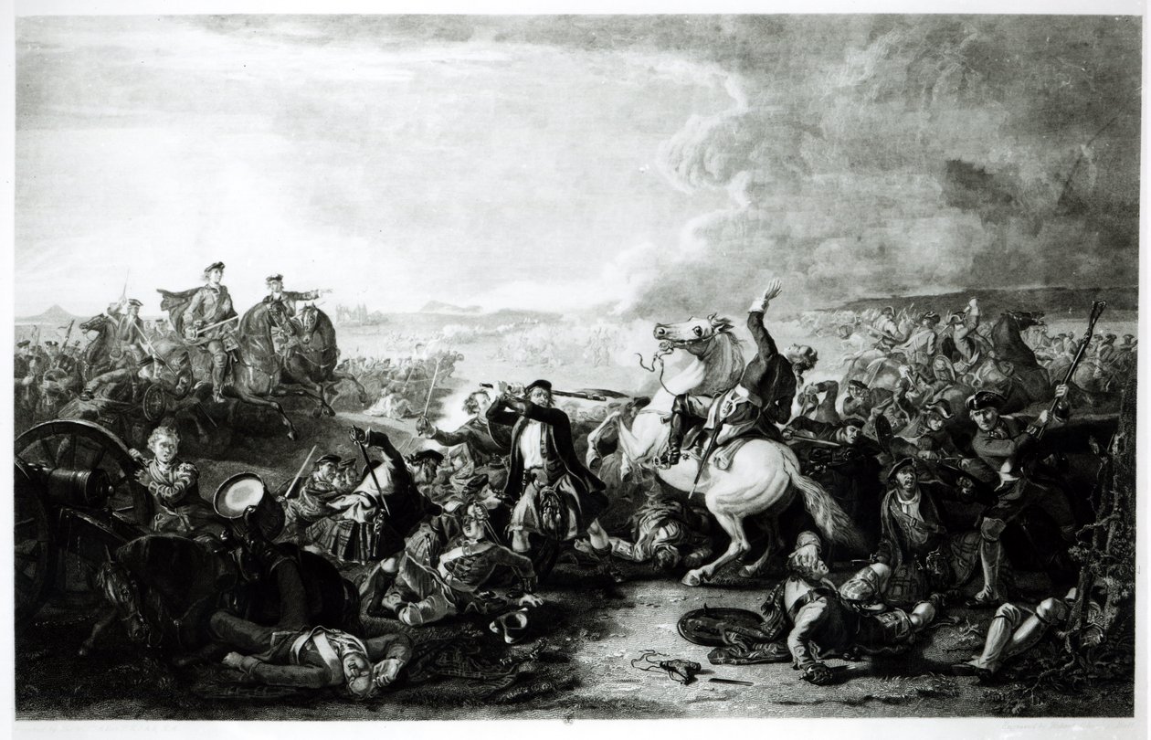 Døden til oberst James Gardiner (1688-1745) i slaget ved Prestonpans i 1745 av English School