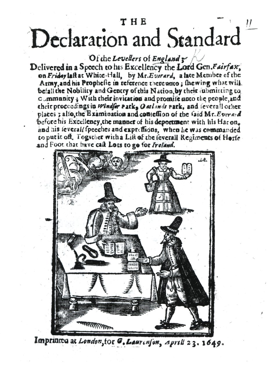Utjevningsmennenes erklæring og standard, 23. april 1649 av English School