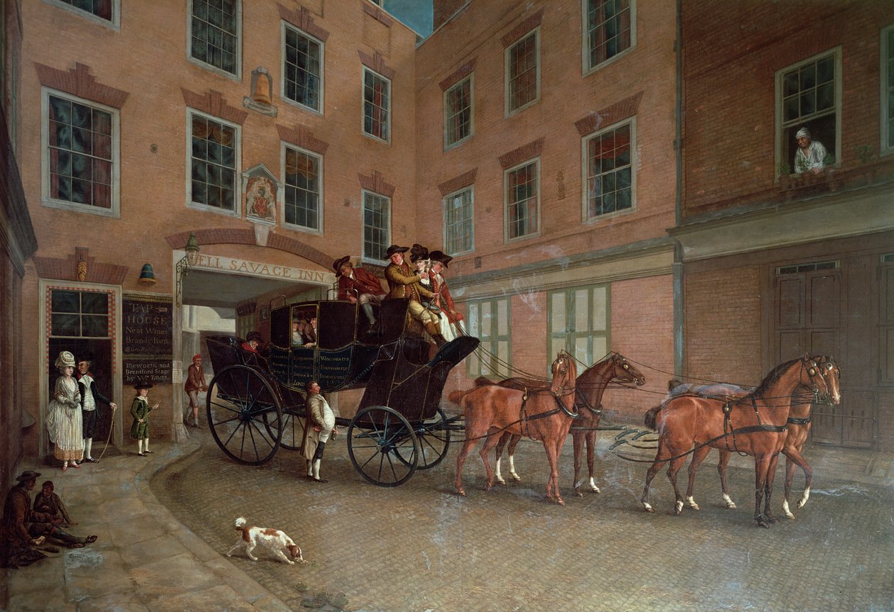 The Departure of the Diligence fra Southampton av English School