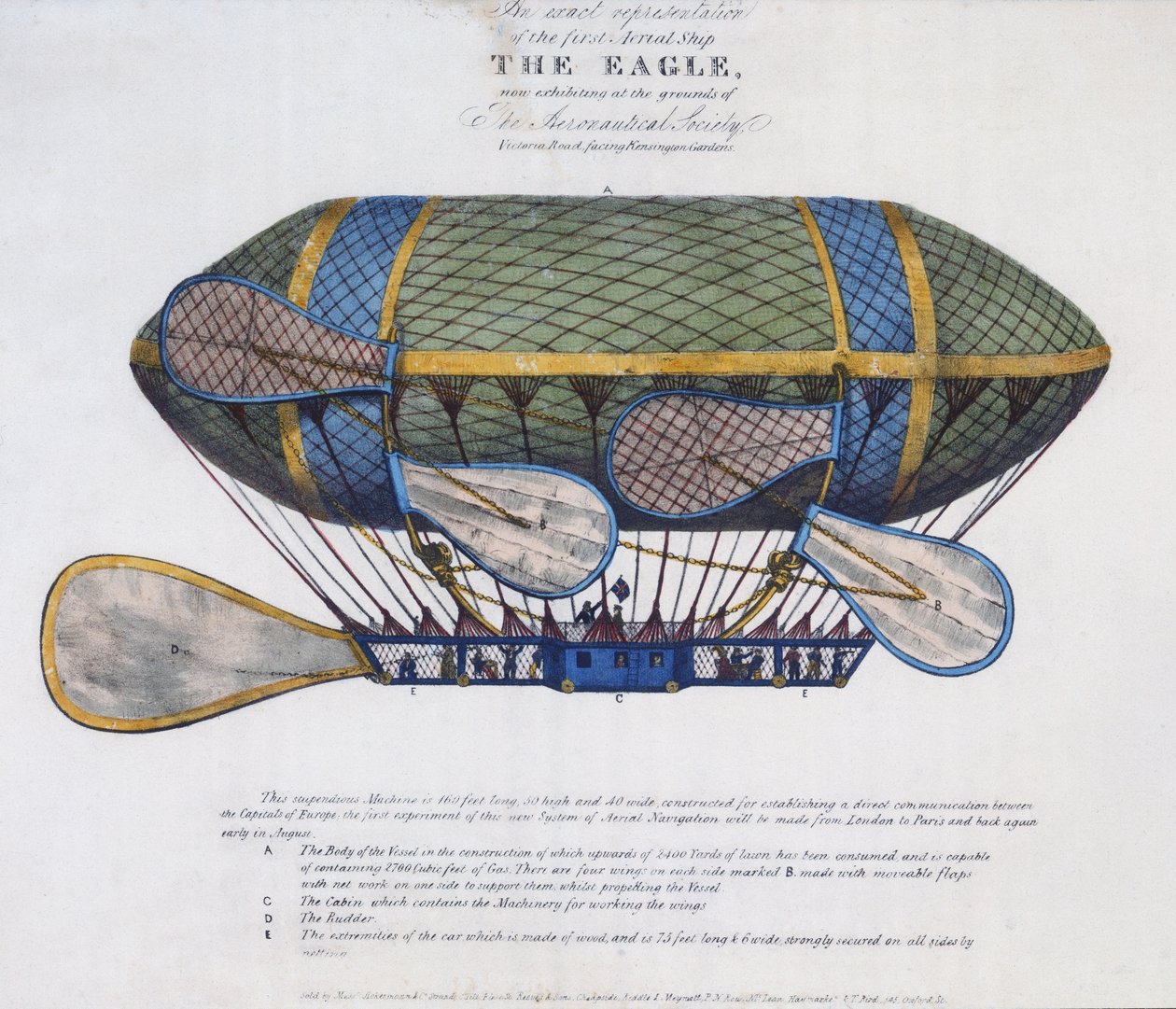 The Eagle Airship, utgitt av Ackermann & Co., London, 1834 av English School