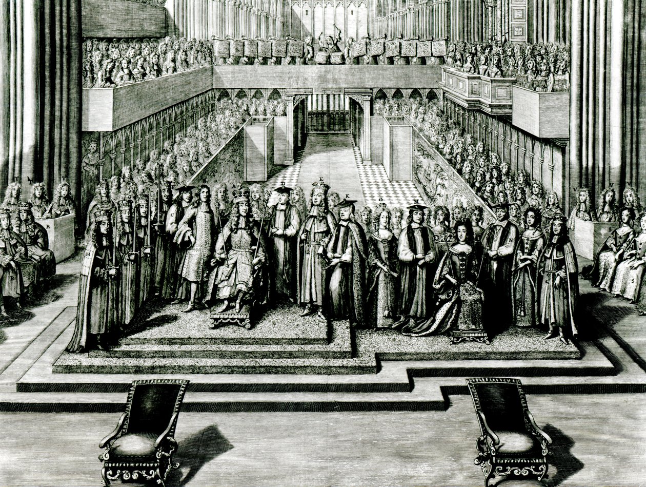 Tronsettingen av kong James II og dronning Mary av English School