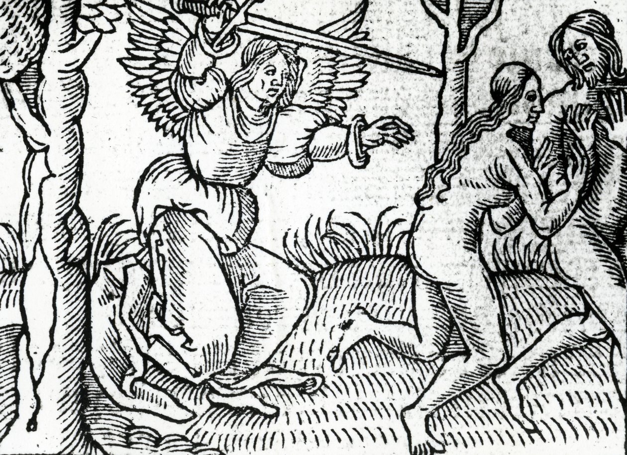 Utvisningen fra Edens hage, illustrasjon fra Cranmer