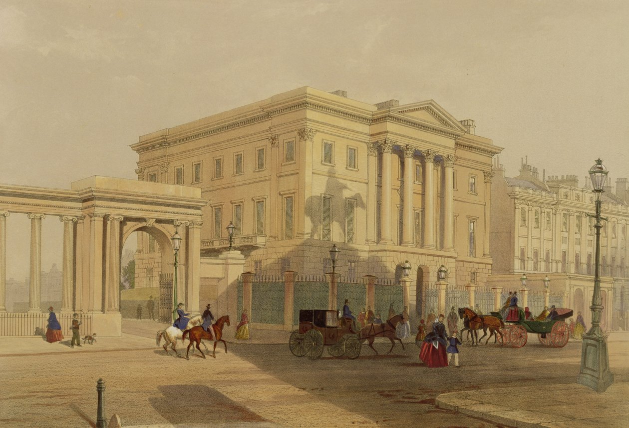 The Exterior of Apsley House, 1853, av J. Dillon (trykk) av English School