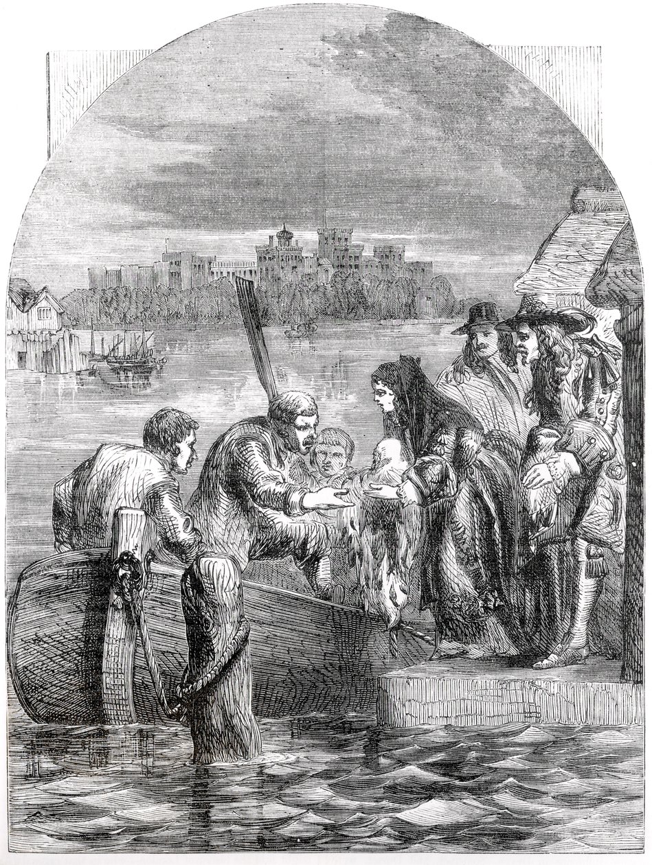 The Flight of the Queen of James II, desember 1688 av English School