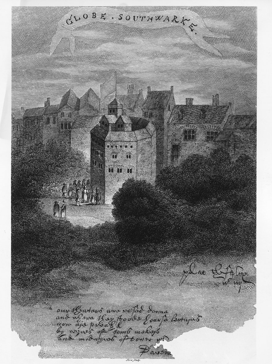 The Globe Theatre, Bankside, Southwark, etter en tegning fra 