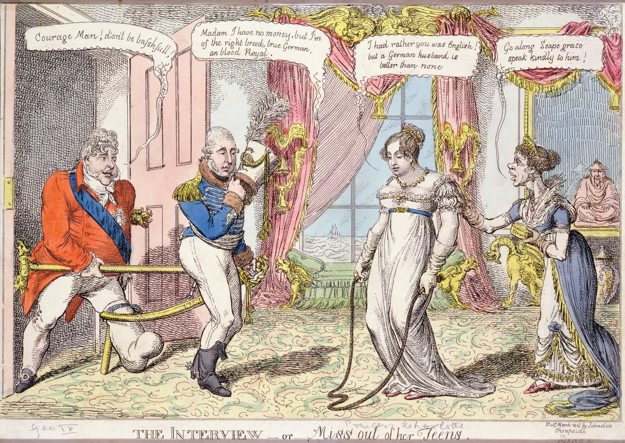 The Interview or Miss out of her Teens, 1816 (fargetsning) av English School