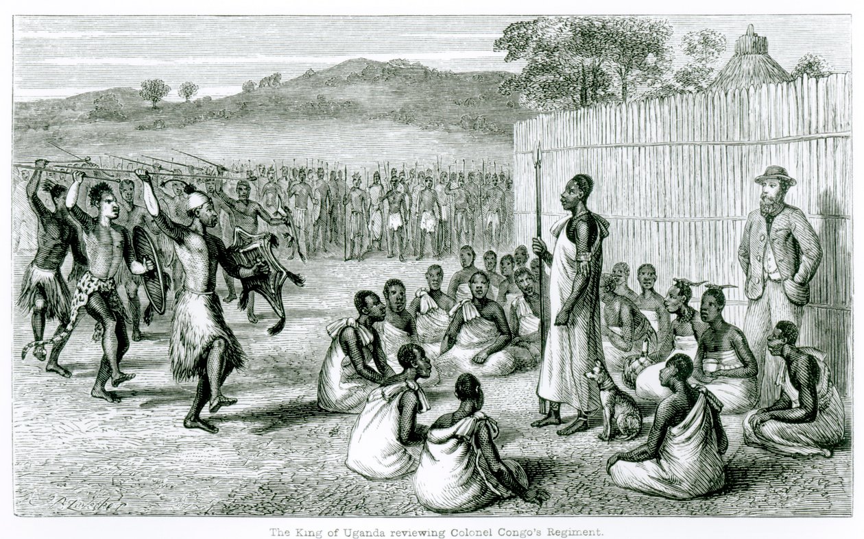 Kongen av Uganda gjennomgår oberst Kongos regiment av English School