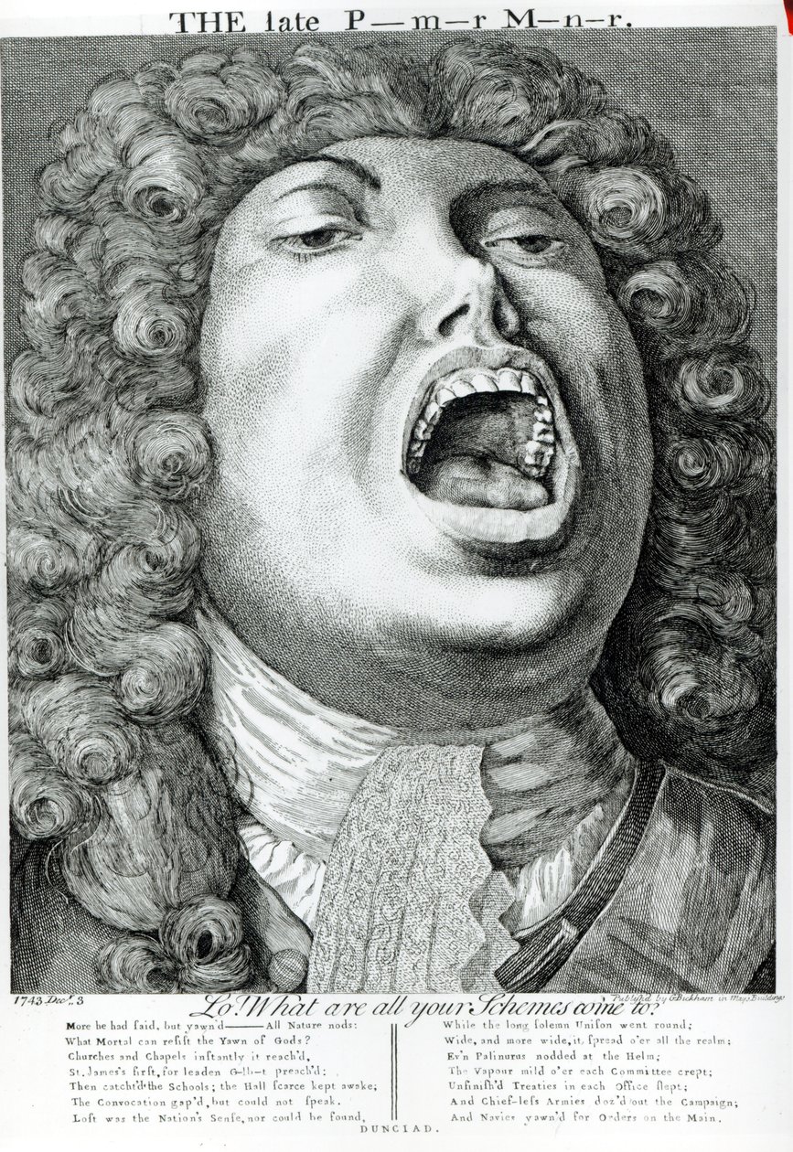 The Late Premier Minister, utgitt av G. Bickham, Mays Buildings, Covent Garden, 1743 av English School