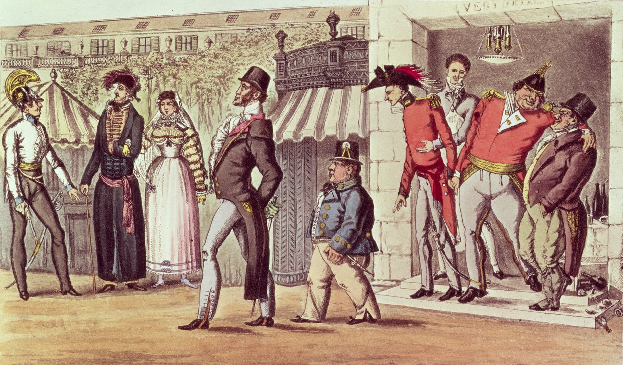 Okkupasjonen av Paris, 1814. Engelske besøkende i Palais Royal av English School
