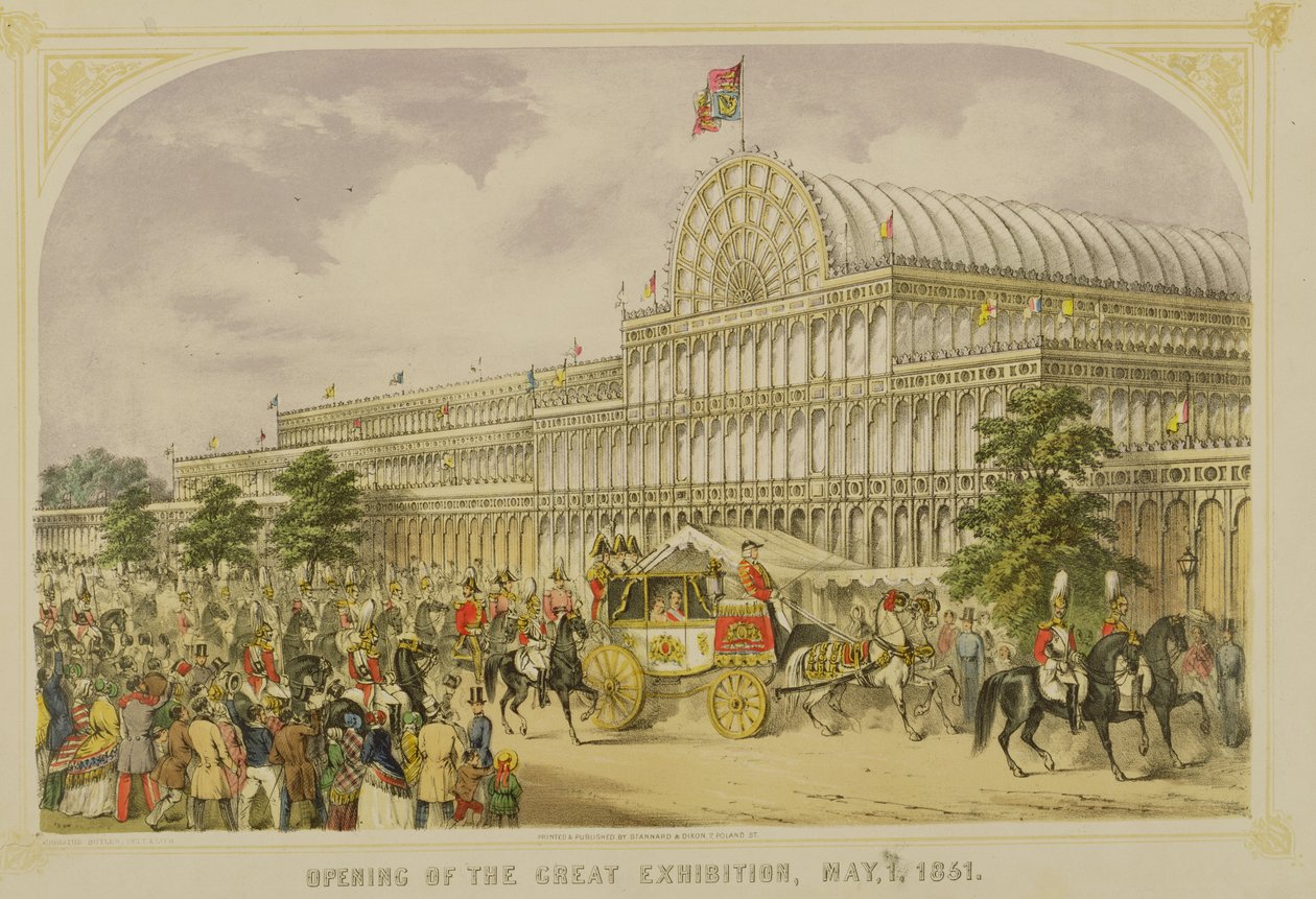 Åpningen av den store utstillingen, 1. mai 1851, av Augustus Butler, pub. av Stannard og Dixon av English School