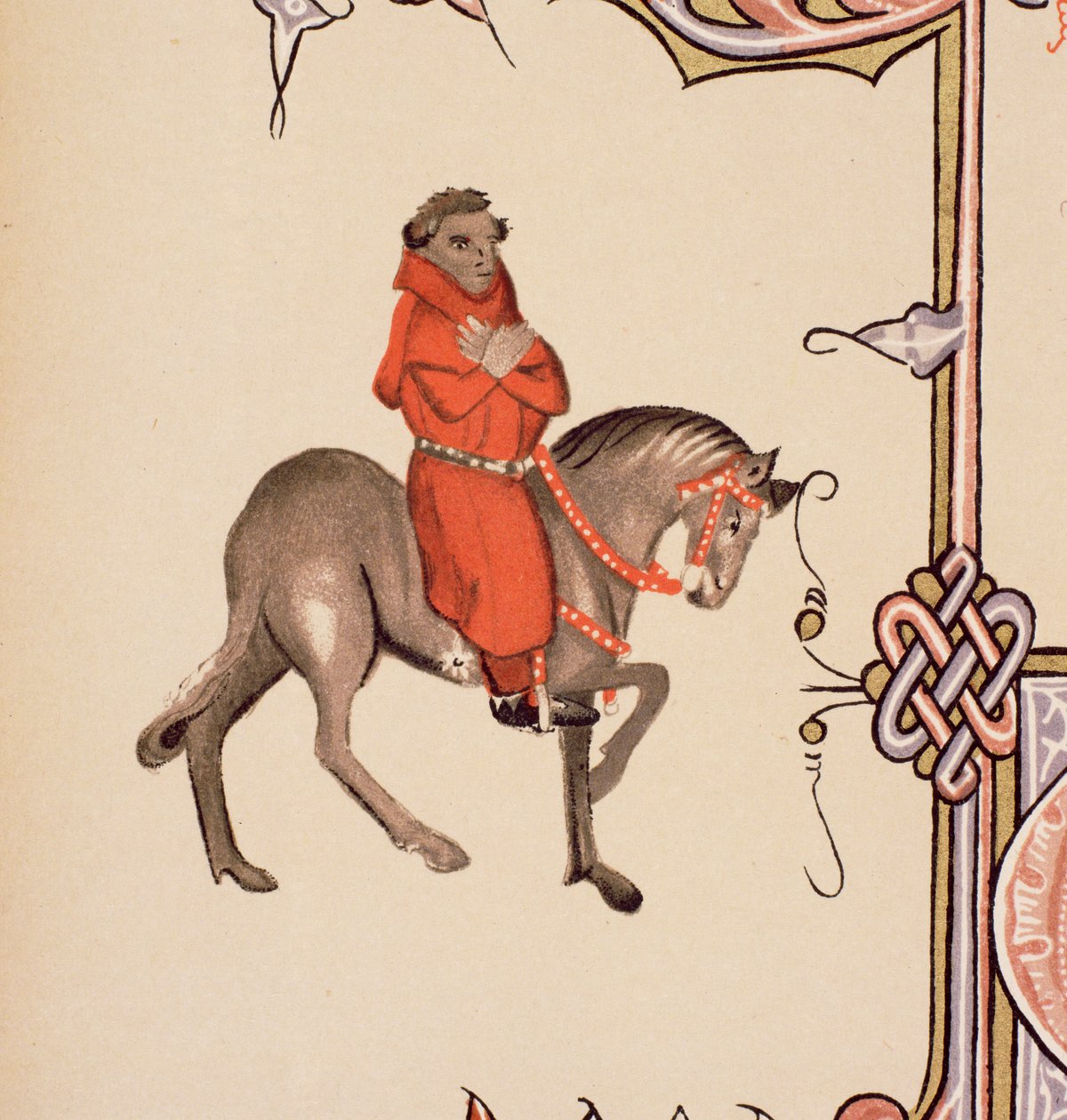 The Parson, detalj fra The Canteruby Tales, av Geoffrey Chaucer (ca. 1342-1400) Ellesmere Manuscript, faksimileutgave, 1911 (for originaldetaljer se 128919) av English School