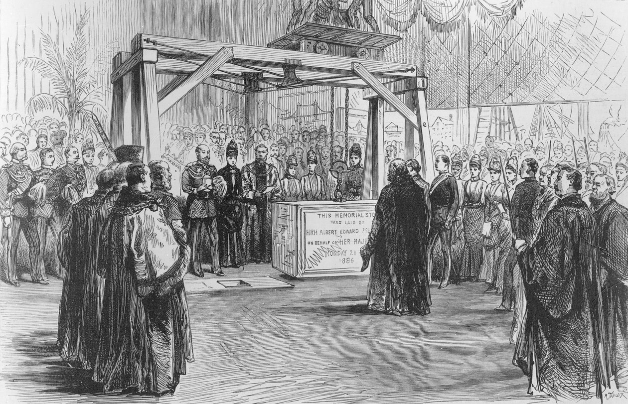 Prinsen av Wales la ned grunnsteinen til Tower Bridge mandag 1886 av English School