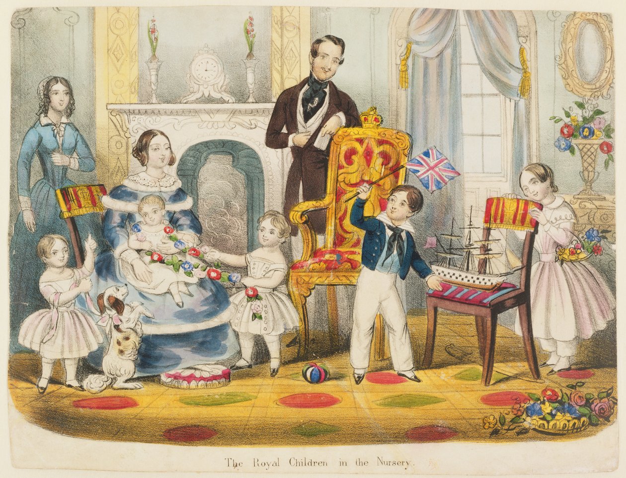 The Royal Children in the Nursery (farget lito) av English School