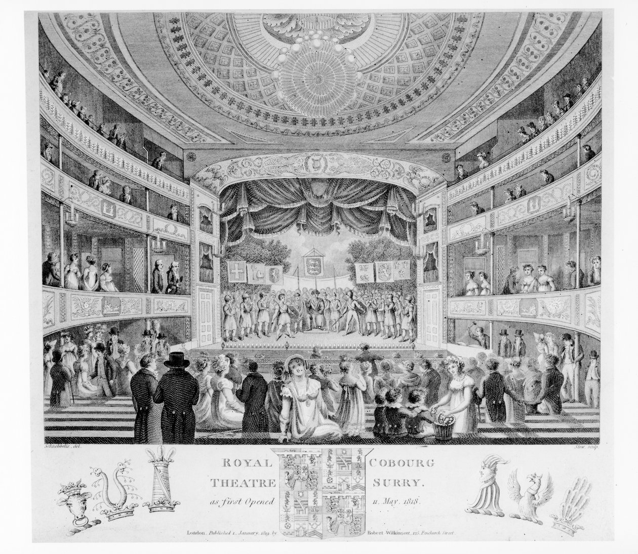 The Royal Cobourg Theatre, Surry, 1818 av English School