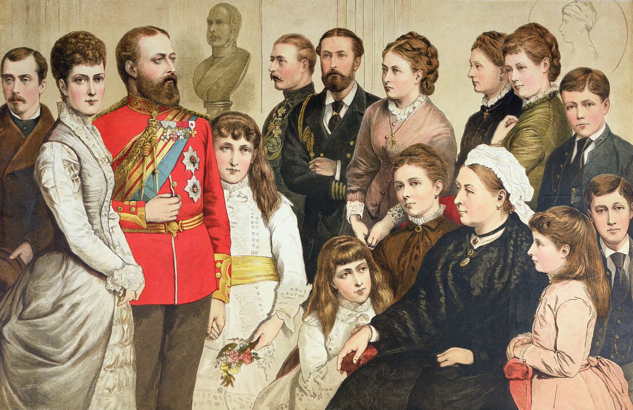 Kongefamilien, 1880 (fargegravering) av English School