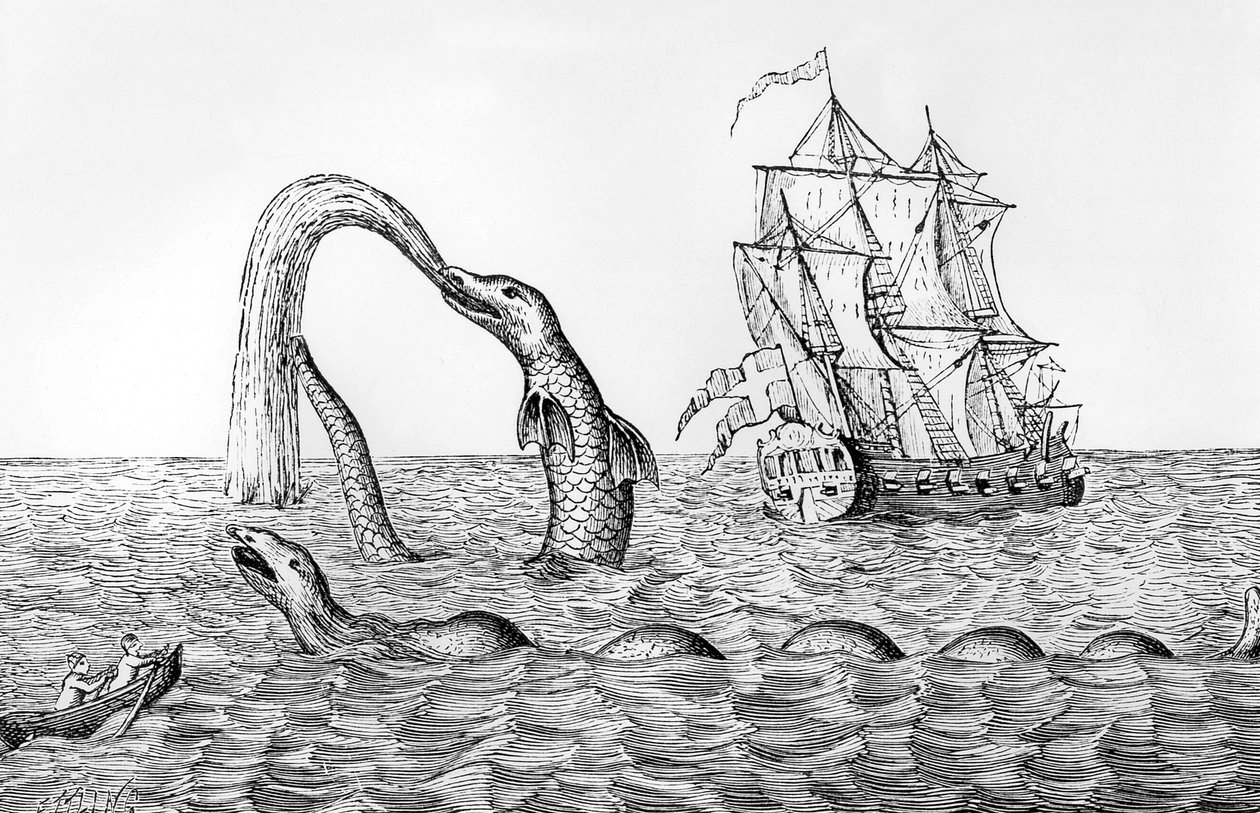 The Sea Serpent, faksimile av en gravering av Pontoppidans, illustrasjon fra John Gibsons 