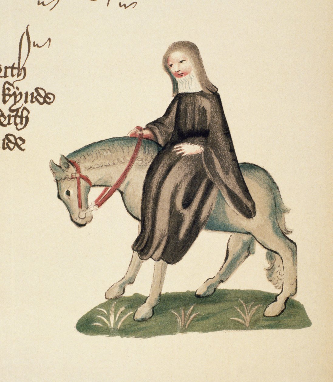 The Second Nun, detalj fra The Canterbury Tales, av Geoffrey Chaucer (ca. 1342-1400) Ellesmere Manuscript, faksimileutgave, 1911 (for originale detaljer se 128940) av English School