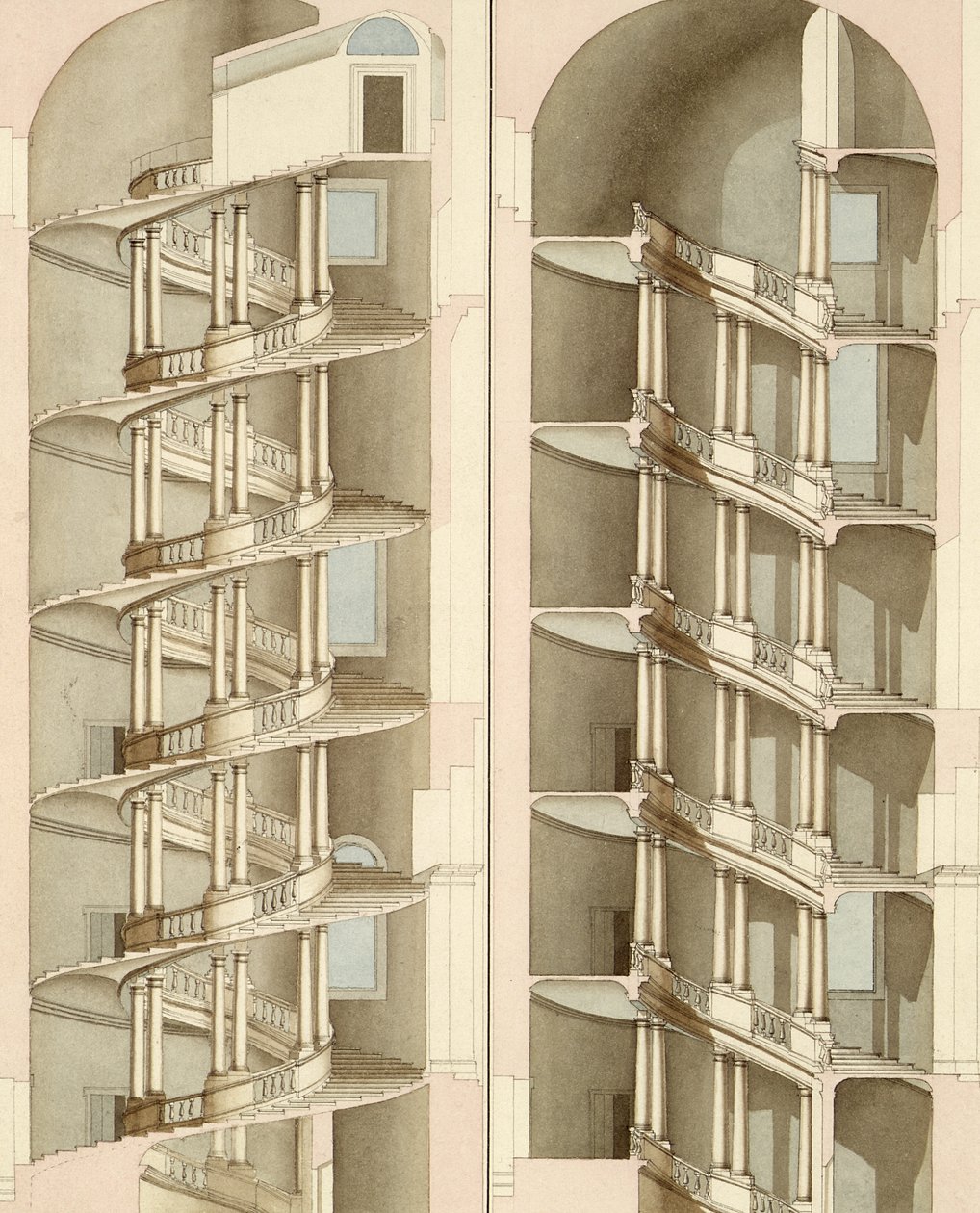 Trappen til Villa Farnese, Caprarola, 1800 (wc) av English School