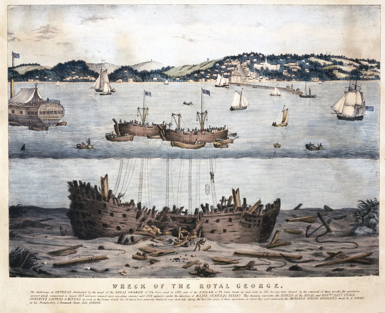 Vraket av Royal George, 1845 av English School