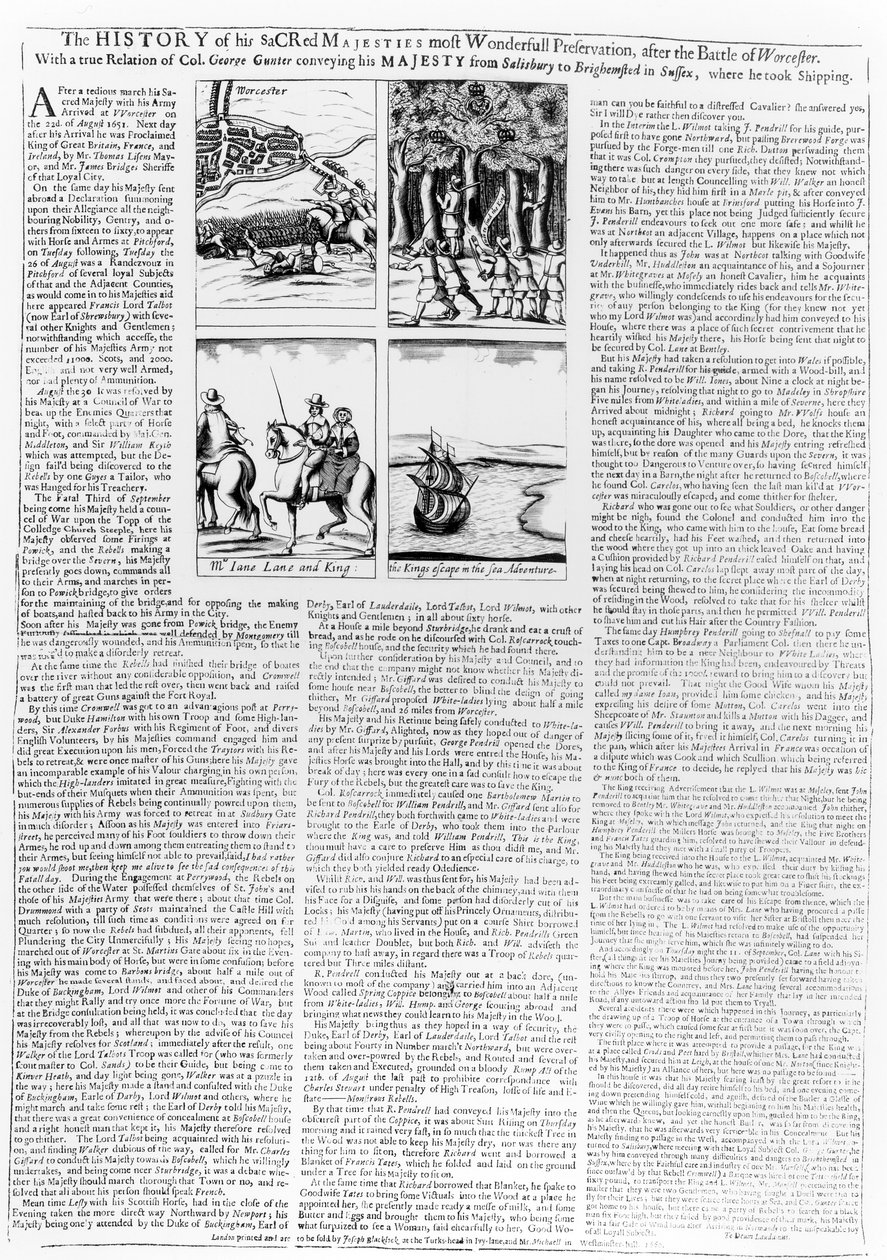 Historien om slaget ved Worcester, utgitt 1660 av English School