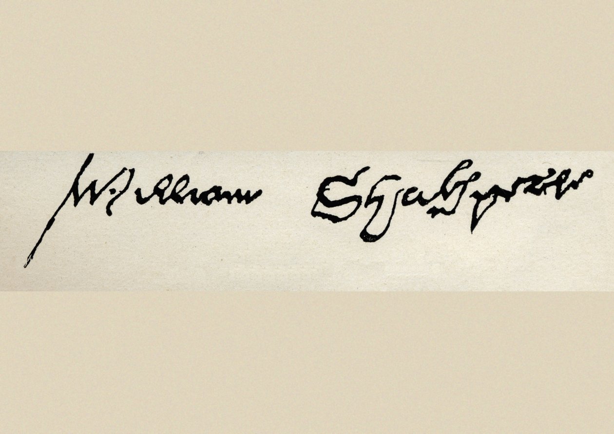 Signaturen til William Shakespeare (1564-1616) (penn og blekk) av English School