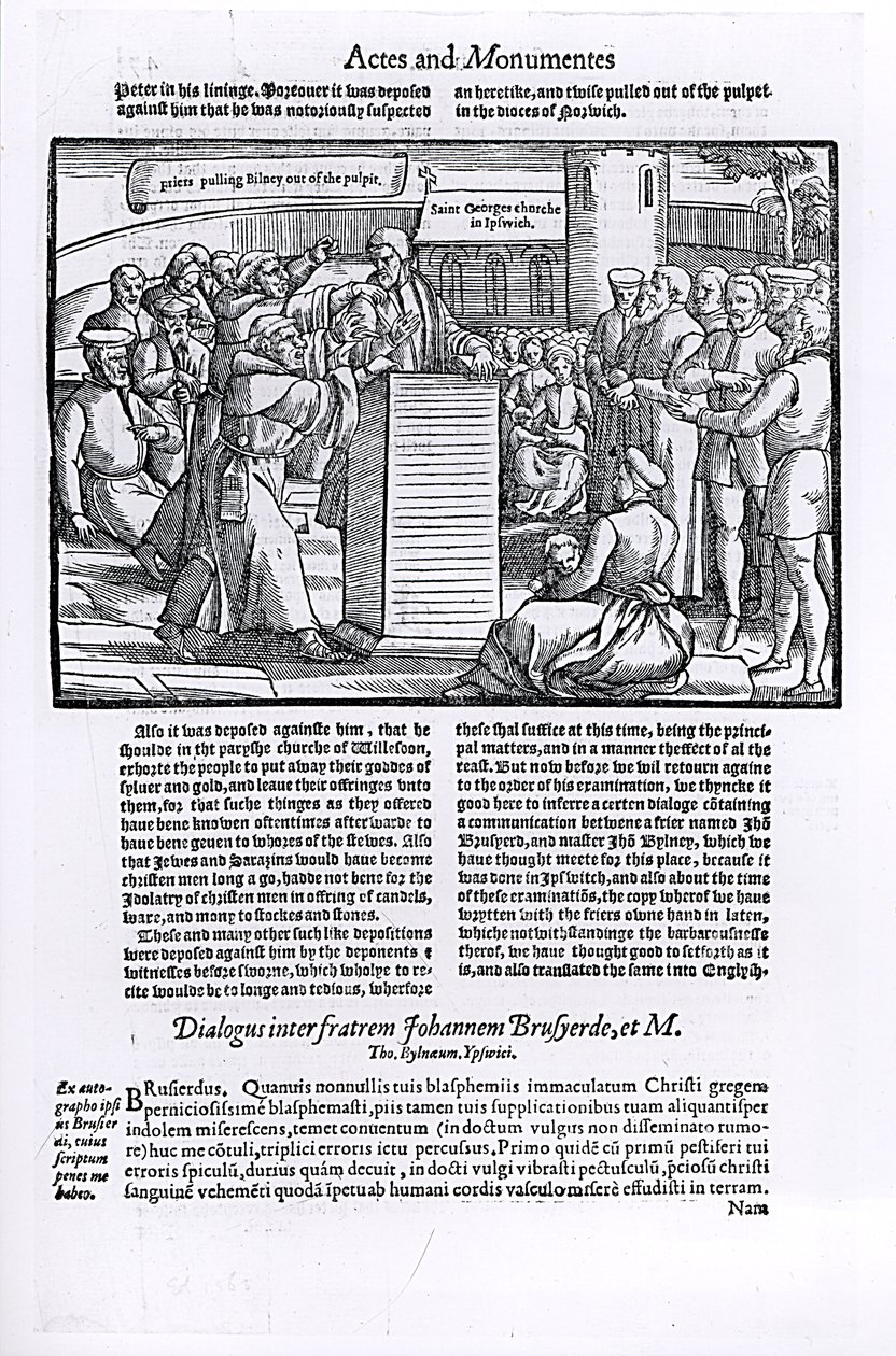 Thomas Bilney (d.1531) er dratt fra Preikestolen, fra 
