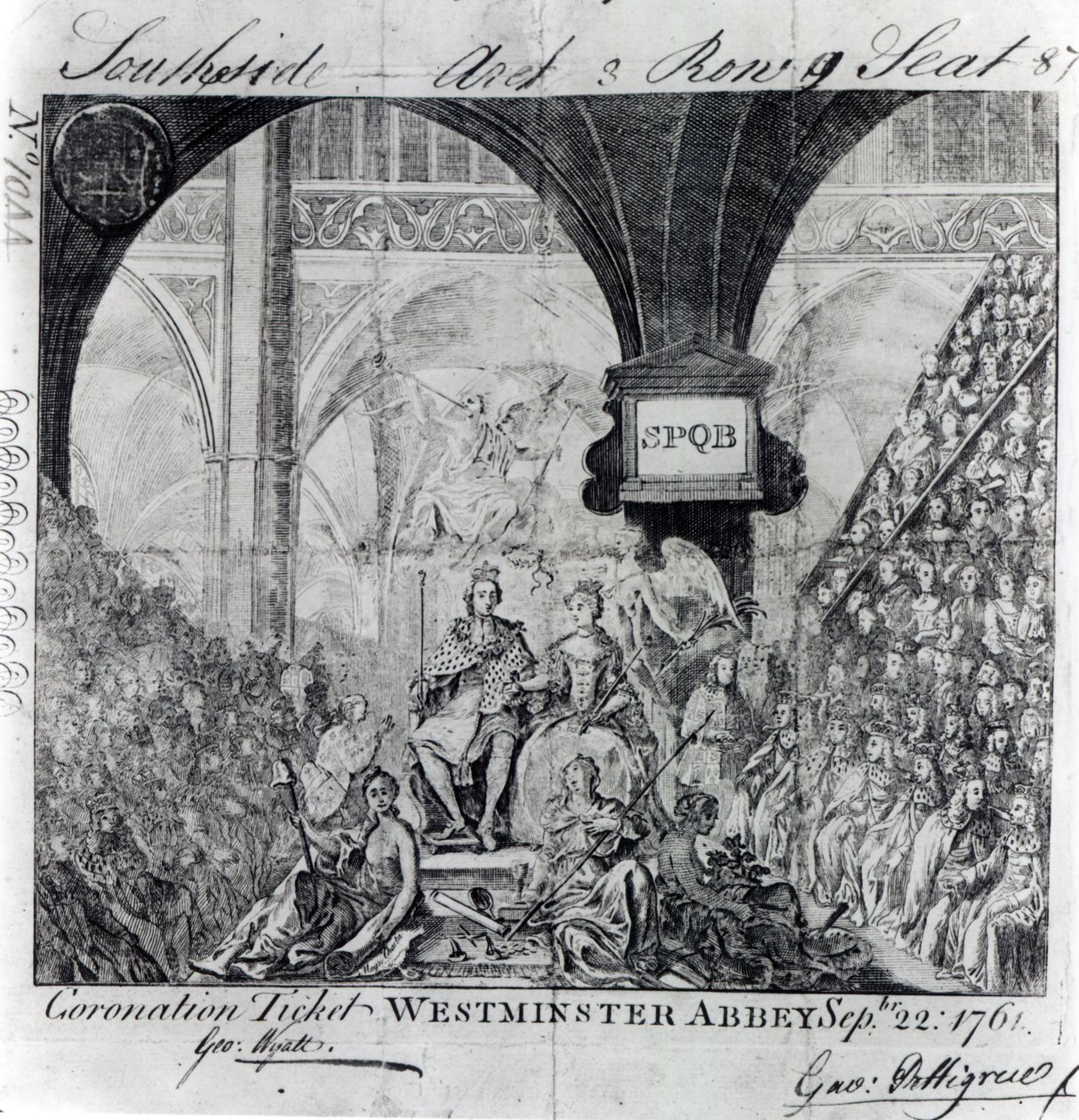 Billett til kroningen av George III i Westminster Abbey, 22. september 1761 av English School