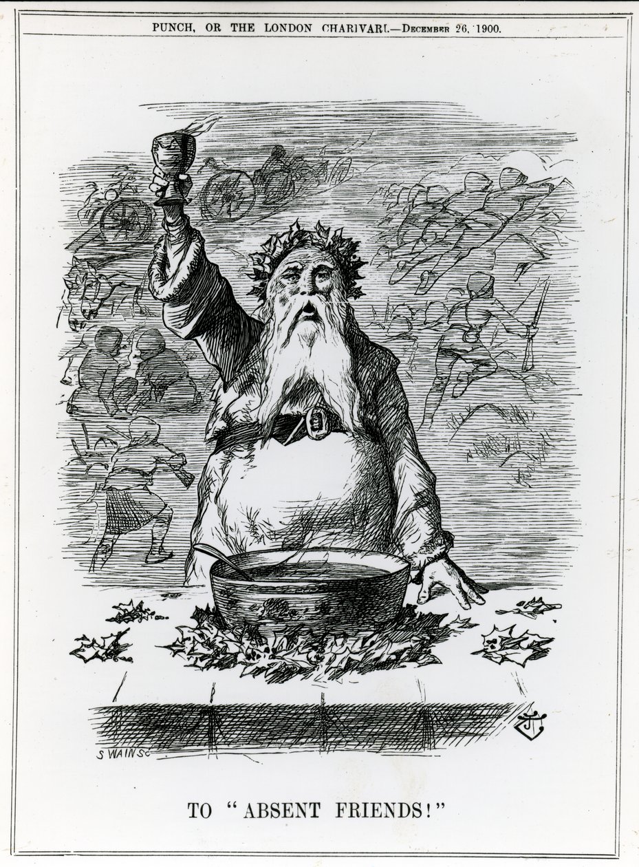 To Absent Friends!, en tegneserie fra magasinet "Punch", 26. desember 1900 av English School