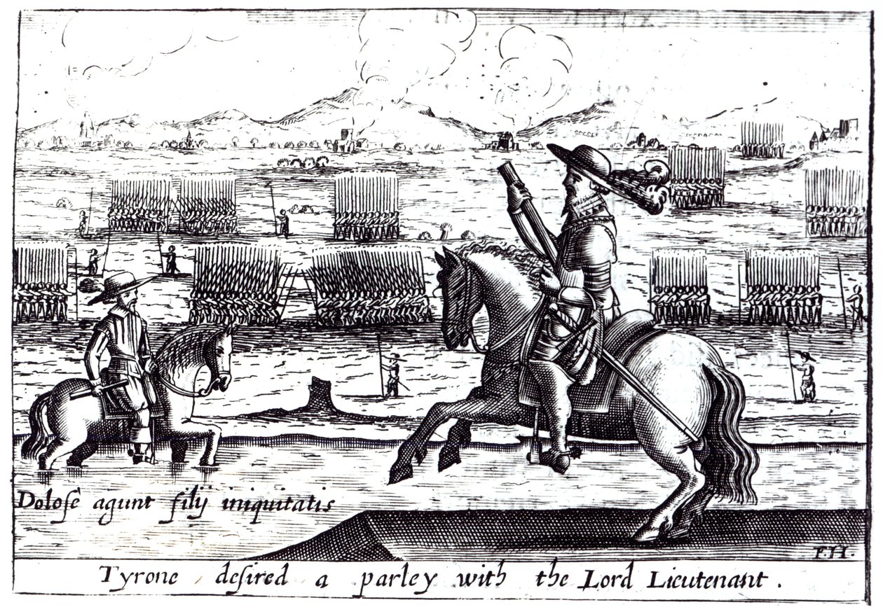 Tyrone ønsket en parley med Lord Lieutenant i Kinsale, 1601 av English School