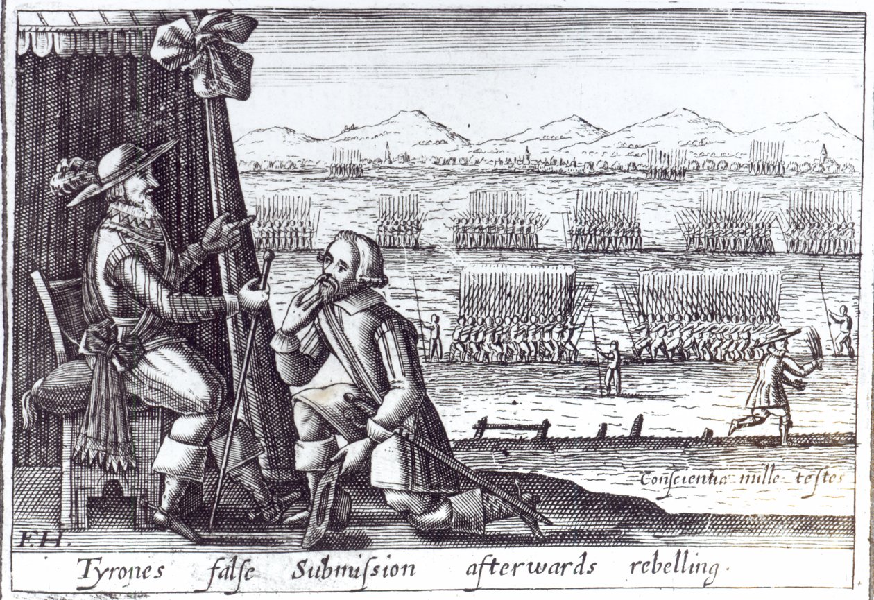Tyrones falske underkastelse til Lord Deputy, Lord Mountjoy, i Mellifont, 30. mars 1603 av English School