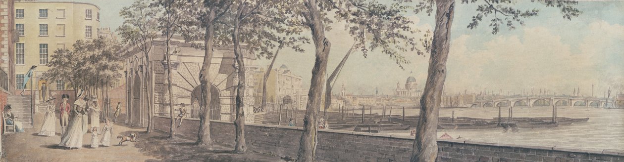 Utsikt over Blackfriars Bridge, fra York Terrace, 1786 av English School