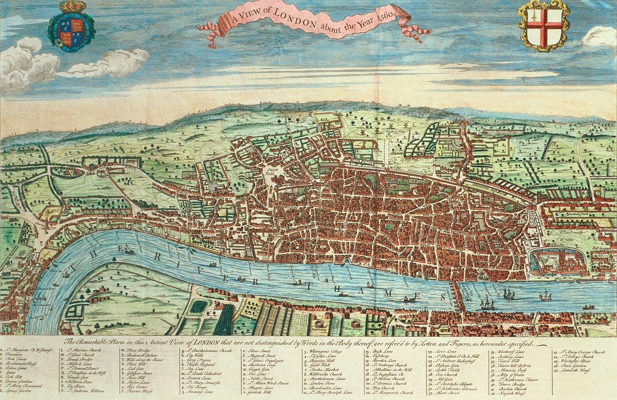 Utsikt over London, ca. 1560 av English School